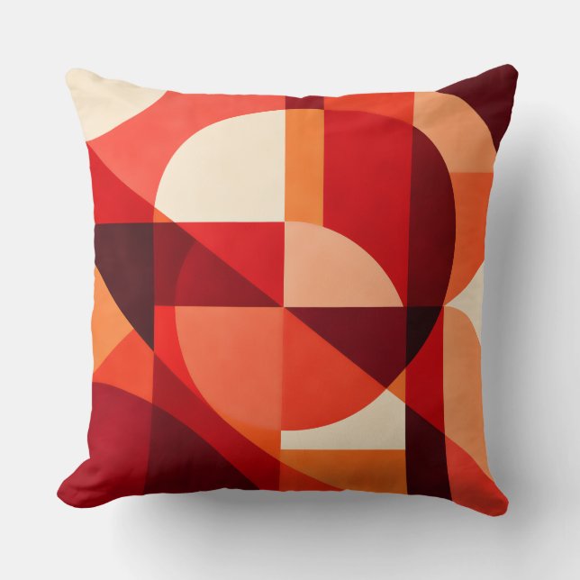 Crimson Ember Geometric Abstract Kussen (Voorkant)