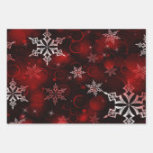 Crimson Emerald & Royal Blue Snowflake Pattern Inpakpapier Vel (Voorkant)