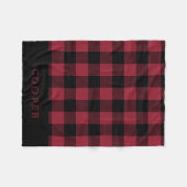 Crimson en Black Buffalo Check Monogram Fleece Deken (Voorkant (Horizontaal))