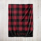Crimson en Black Buffalo Check Monogram Fleece Deken