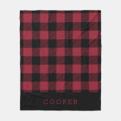 Crimson en Black Buffalo Check Monogram Fleece Deken (Voorkant)