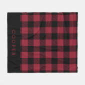 Crimson en Black Buffalo Check Monogram Fleece Deken (Voorkant (Horizontaal))