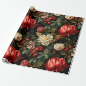 Crimson en Cream  Bloemen Decoupage Cadeaupapier (Uitgerold)