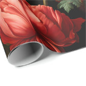 Crimson en Cream  Bloemen Decoupage Cadeaupapier (Rol Hoek)