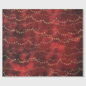 Crimson en Gold Fairy Lights Kerstmis Cadeaupapier (Vlak)