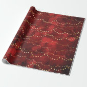 Crimson en Gold Fairy Lights Kerstmis Cadeaupapier (Uitgerold)