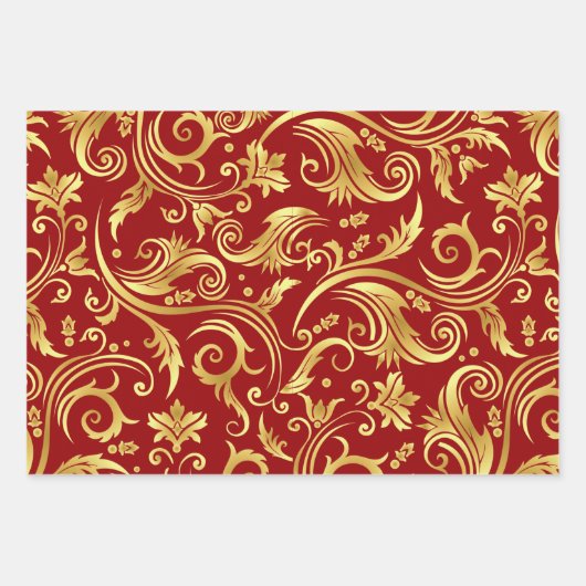 Crimson en Gold Inpakpapier Vel (Voorkant)