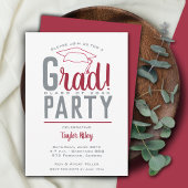 Crimson en Gray Graduation Party Kaart
