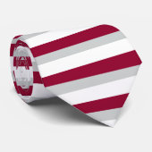 Crimson en grijs horizontaal gestreept Stropdas (Opgerold)