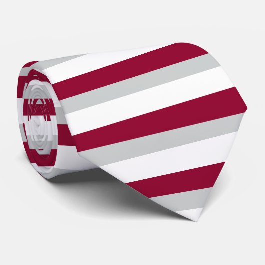 Crimson en grijs horizontaal gestreept Stropdas (Opgerold)