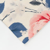 Crimson en koraalbloem fleece deken (Hoek)
