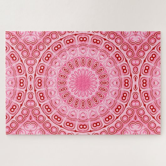 Crimson en roze mandala patroon legpuzzel (Horizontaal)