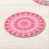 Crimson en roze mandala patroon ronde kartonnen onderzetter (Gebogen)