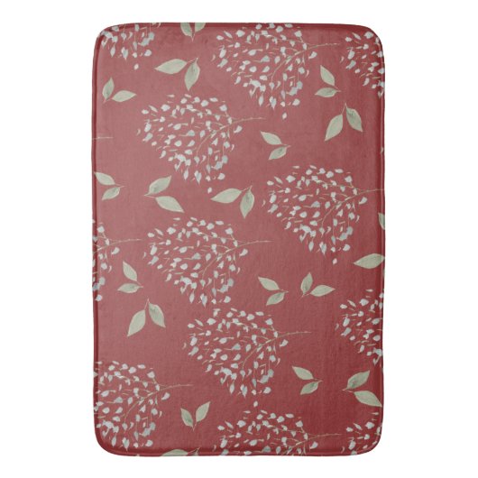 Crimson en Sage Floral Badmat (Voorkant Verticaal)