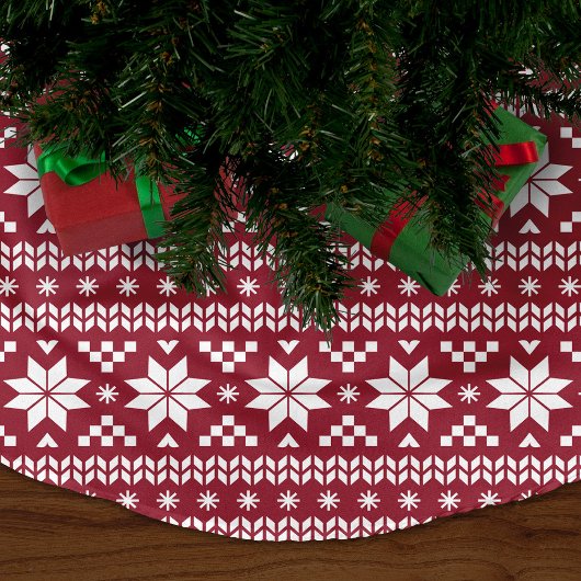Crimson en White Fair Isle Pattern Kerstboom Rok