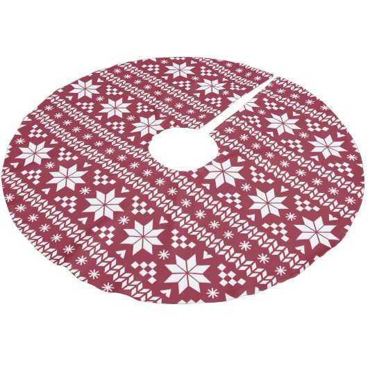 Crimson en White Fair Isle Pattern Kerstboom Rok (Gekanteld)