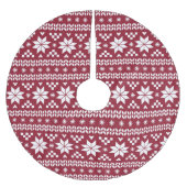 Crimson en White Fair Isle Pattern Kerstboom Rok (Voorkant)