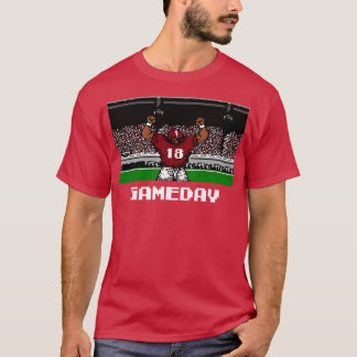 Crimson en White Gameday Retro 8 Bit Linebacker T-shirt