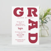 Crimson en White Graduation Party Kaart (Staand voorkant)