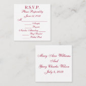 Crimson en White Response RSVP-kaarten Informatiekaartje (Voorkant / Achterkant)