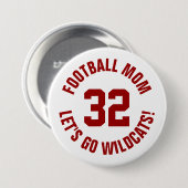 Crimson en wit Football Moeder Jersey Nummer Ronde Button 7,6 Cm (Voorkant /achterkant)