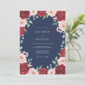 Crimson Ethereal Bloom Bruiloft Kaart (Staand voorkant)