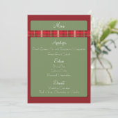 Crimson & Evergreen Kerst Bruiloft Menu Kaart (Staand voorkant)