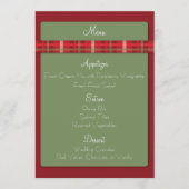 Crimson & Evergreen Kerst Bruiloft Menu Kaart (Voorkant)