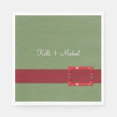 Crimson & Evergreen Kerstbruiloft Servet (Voorkant)