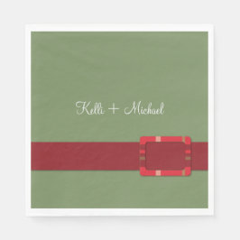 Crimson & Evergreen Kerstbruiloft Servet