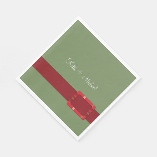 Crimson & Evergreen Kerstbruiloft Servet (Hoek)