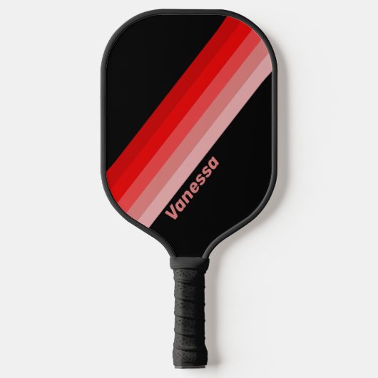 Crimson Fade Gestreept met Naam Pickleball Paddle (Voorkant)
