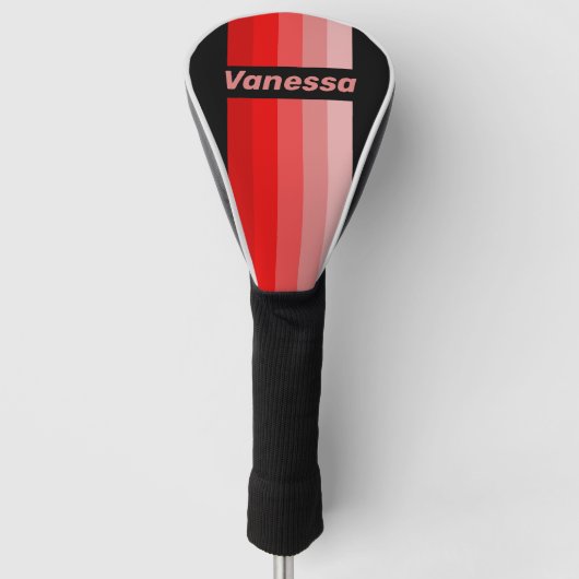 Crimson Fade Pin Gestreept met Naam Golfheadcover (Voorkant)