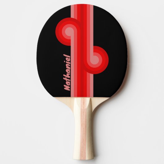 Crimson Fade Stripe Loop met naam Tafeltennisbatje (Voorkant)