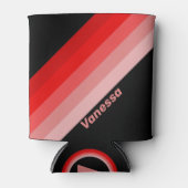 Crimson Fade Stripes met naam Blikjeskoeler (Voorkant)