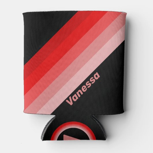 Crimson Fade Stripes met naam Blikjeskoeler (Voorkant)