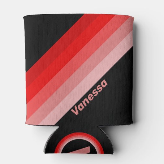 Crimson Fade Stripes met naam Blikjeskoeler (Achterkant)