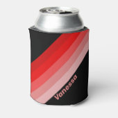 Crimson Fade Stripes met naam Blikjeskoeler (Blikje Achterkant)