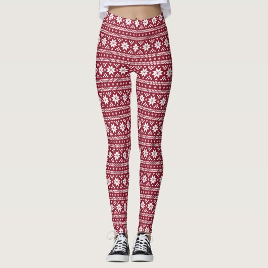 Crimson Fair Isle Leggings (Voorkant)