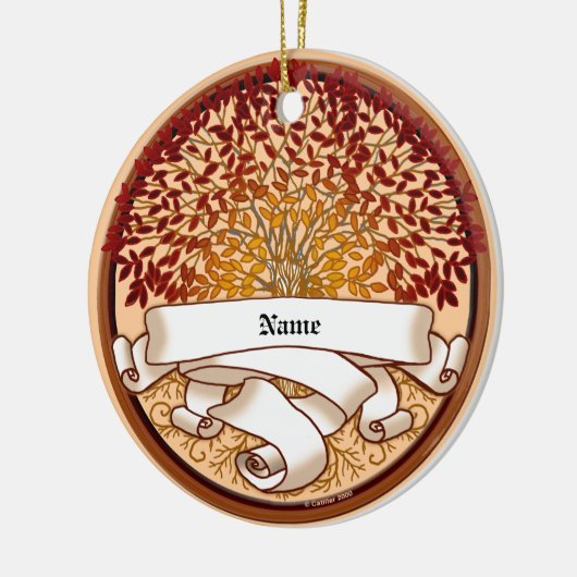Crimson Family Tree Keramisch Ornament (Links)