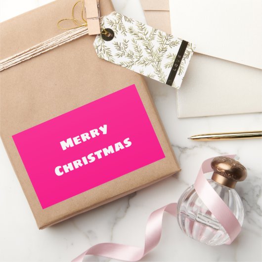 Crimson Festive Merry Kerstmis Rechthoekige Sticker (Geschenken)