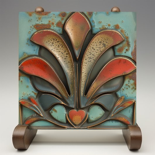 Crimson Flare - Mid Century Modern Keramische Tege Tegeltje