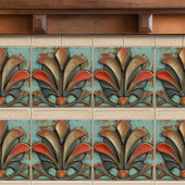 Crimson Flare - Mid Century Modern Keramische Tege Tegeltje