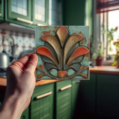 Crimson Flare - Mid Century Modern Keramische Tege Tegeltje