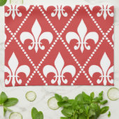 Crimson Fleur de Lis Theedoek (Gevouwen)