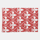 Crimson Fleur de Lis Theedoek (Horizontaal)