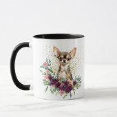 Crimson Floral Bouquet Chihuahua Hond Mok (Links)