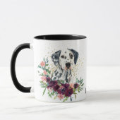 Crimson Floral Bouquet Dalmatian Dog Mok (Links)