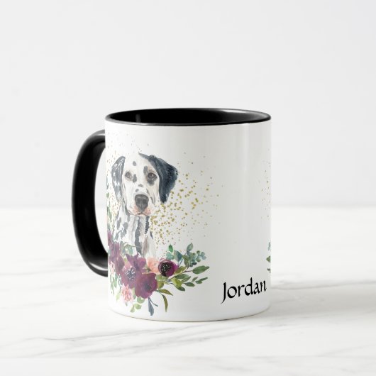 Crimson Floral Bouquet Dalmatian Dog Mok (Voorkant links)