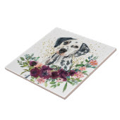 Crimson Floral Bouquet Dalmatian Dog Tegeltje (Zijkant)